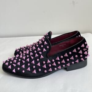Alberto Fellini Men's 10 Black Velvet Spike Loafers Dress Shoes Tuxedo Formal